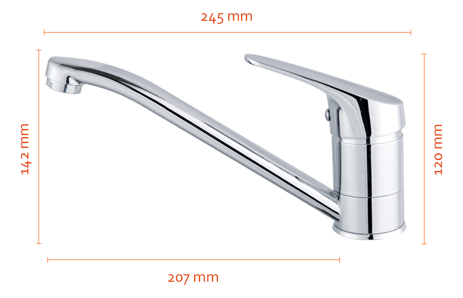 Griferia Canilla Para Cocina Monocomando Horizontal Cromado - Image 3