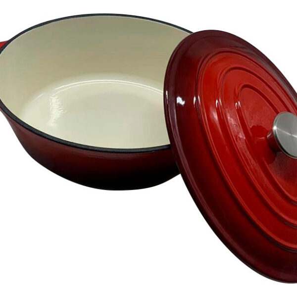 Olla De Hierro Fundicion Ovalada Esmaltado Roja 30 Cm Cocina