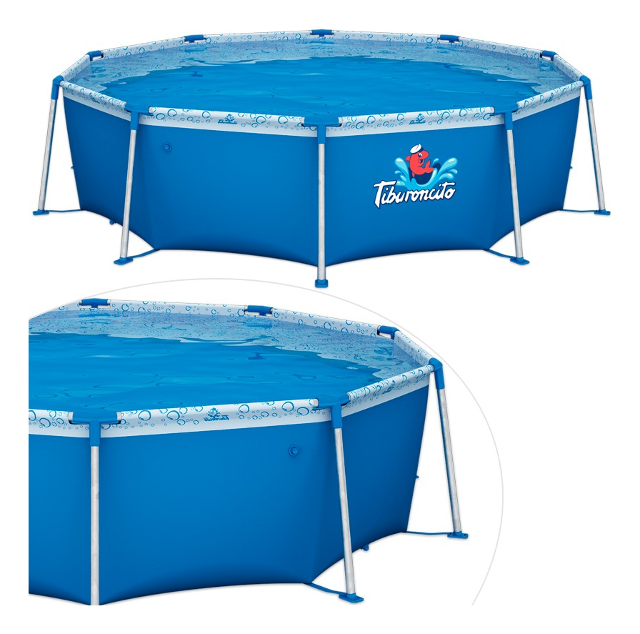 Pileta Piscina De Lona N8 Tiburoncito Redonda 305x65cm 4500l